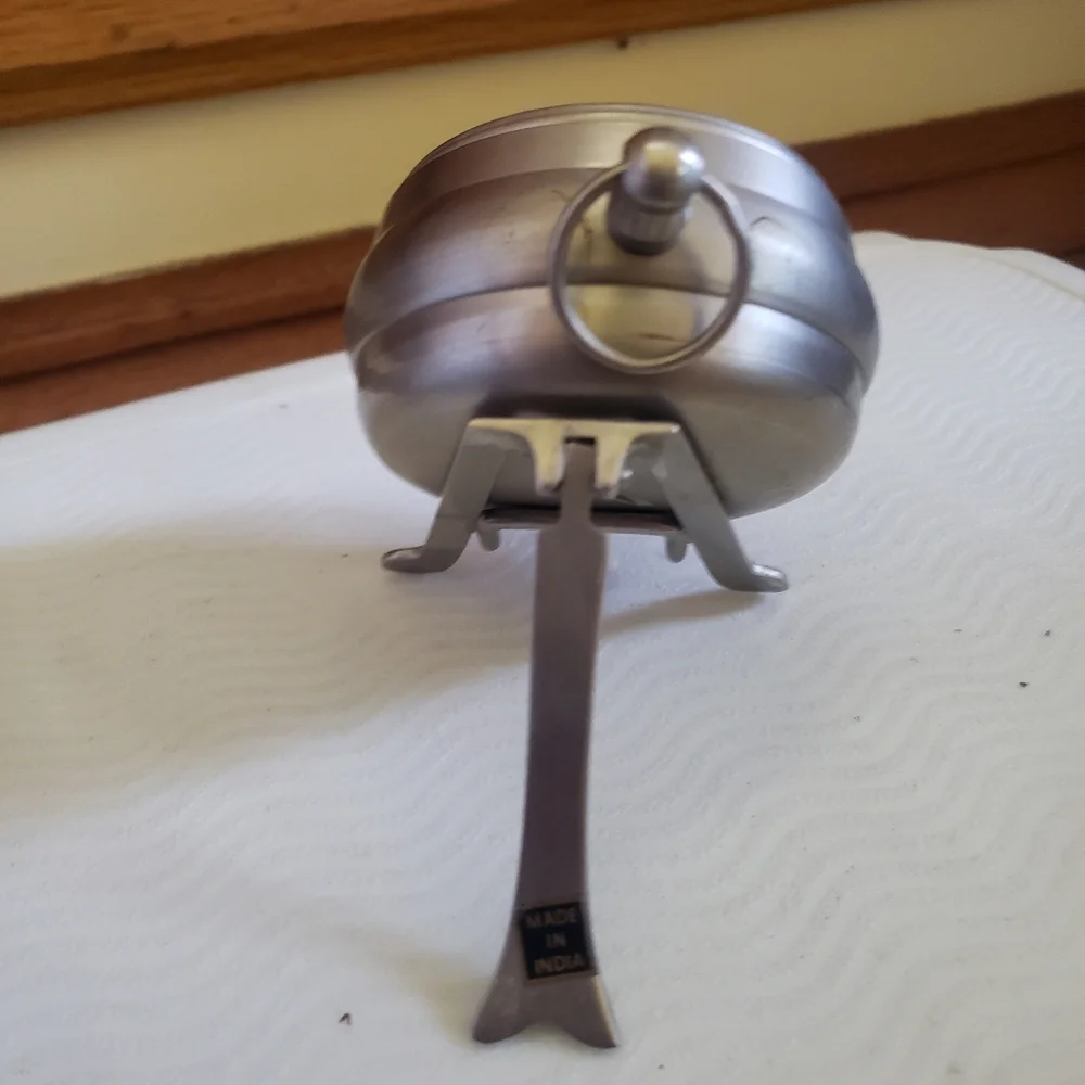 Vintage Classic Silver Pewter Table Desk Clock India Prestige Quartz